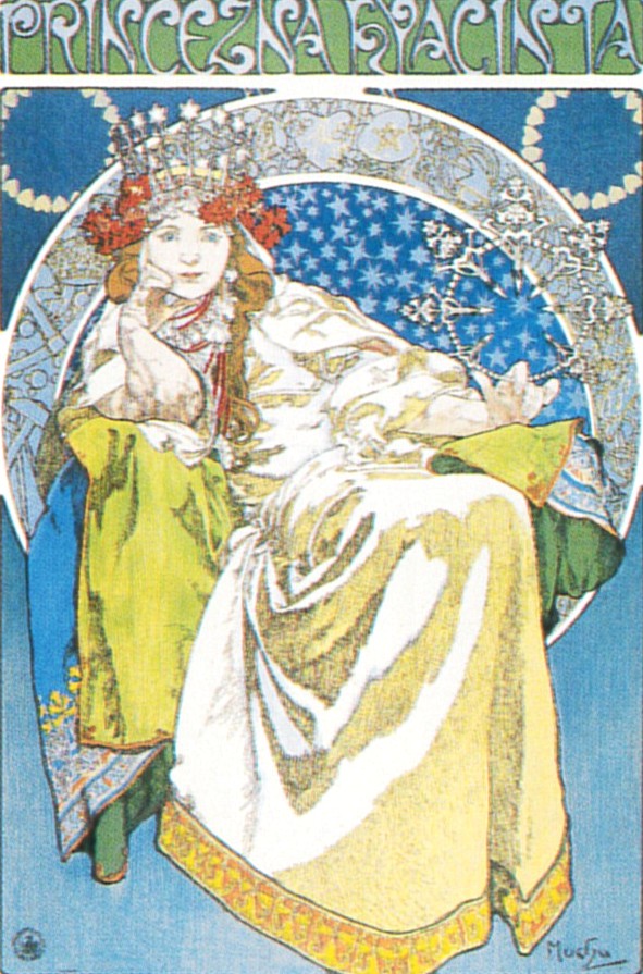 アルフォンス・ミュシャの絵画作品　タイトルは、ヒヤシンス姫　Princesse Hyacinthe